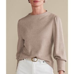 SOFT SURROUNDINGS Melina Waffle Pullover Sweater Heather Driftwood Large L